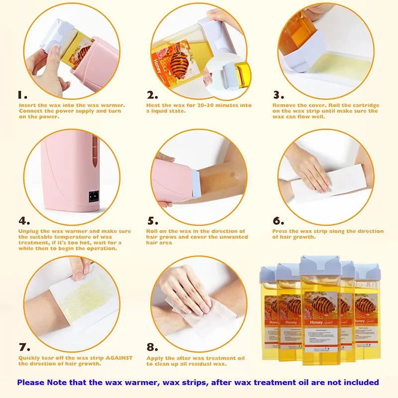 100g Rose Roll on Wax Roller Refill Painless Hair Removal Cartridge for Bikini & Body Depilatory Wax Warmer Compatible