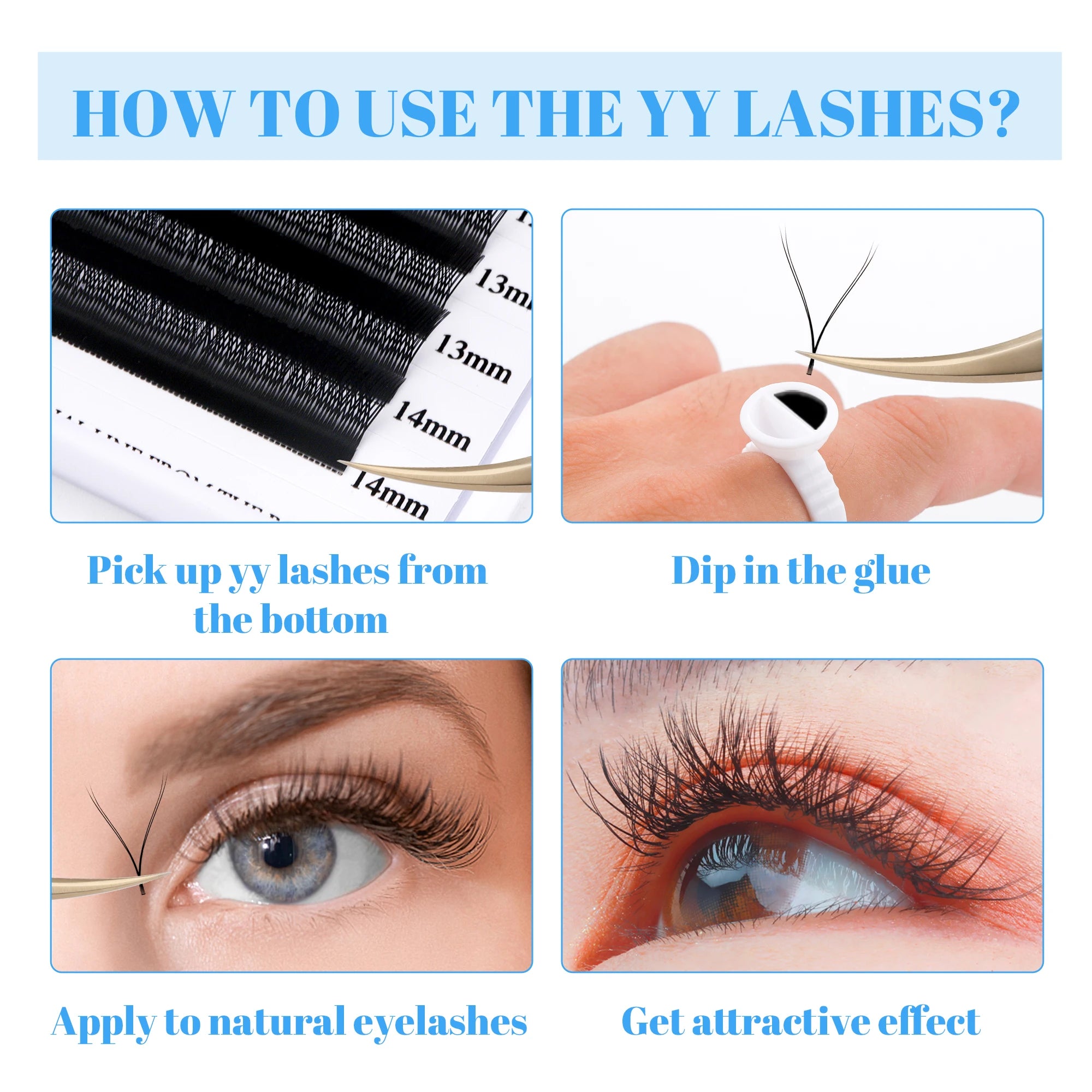 Gemerry YY Shaped Eyelash 3D 4D 5D 6D 8D W Shape Lashes Premade Fans Eyelash Extension Brazilian Volume Bloom Salons Makeup