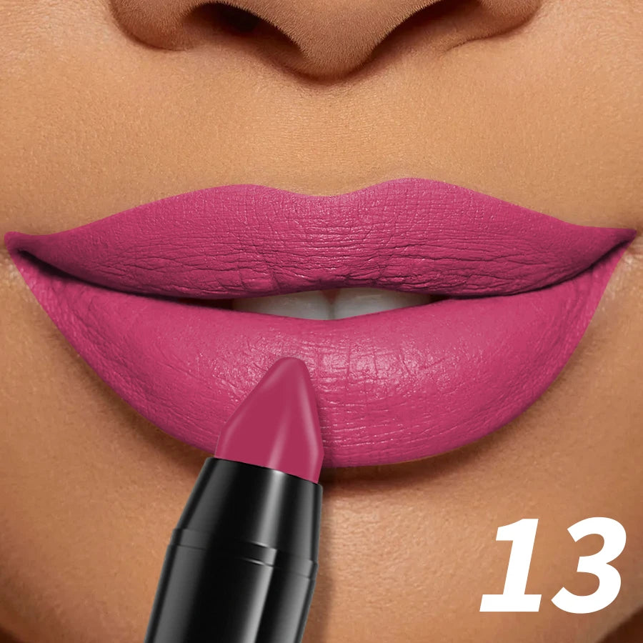 15-Color Velvet Matte Lipstick Pencil Waterproof  Red Brown Pink Long Lasting Lip Stick Korean Makeup Lip Tint Cosmetic Lipgloss