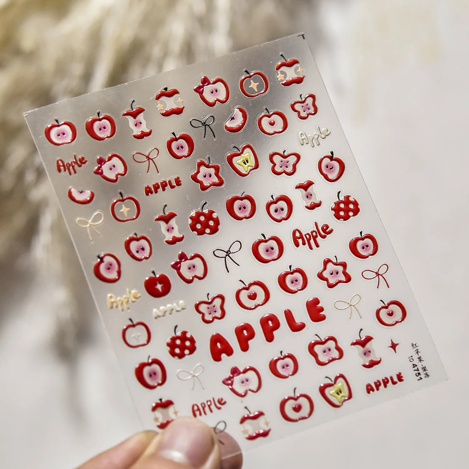 Jelly Nail Stickers Ice penetrating Cat Eyes Red Tomato Smile Bows Self Adhesive Nail Art Stickers DIY 5D Cute Nail Parts Decals