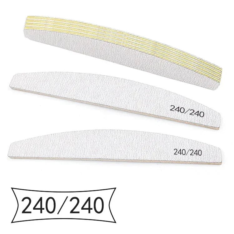 1/3/5/10Pcs Professional Nail File 80/100/150/180/240 Sandpaper Strong Thick Sanding Half Moon Lime nail accessories and Tools