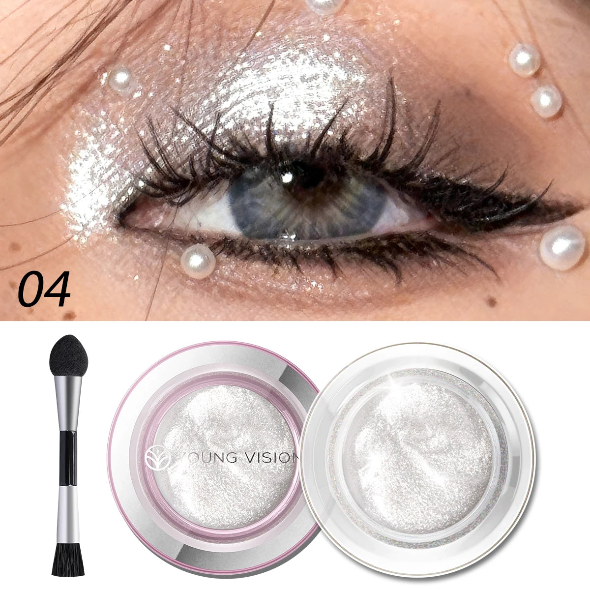 1pcs highlighter liquid eye shadow, waterproof, non-greasy, long-lasting highlight & smoky eye shadow with makeup brush,