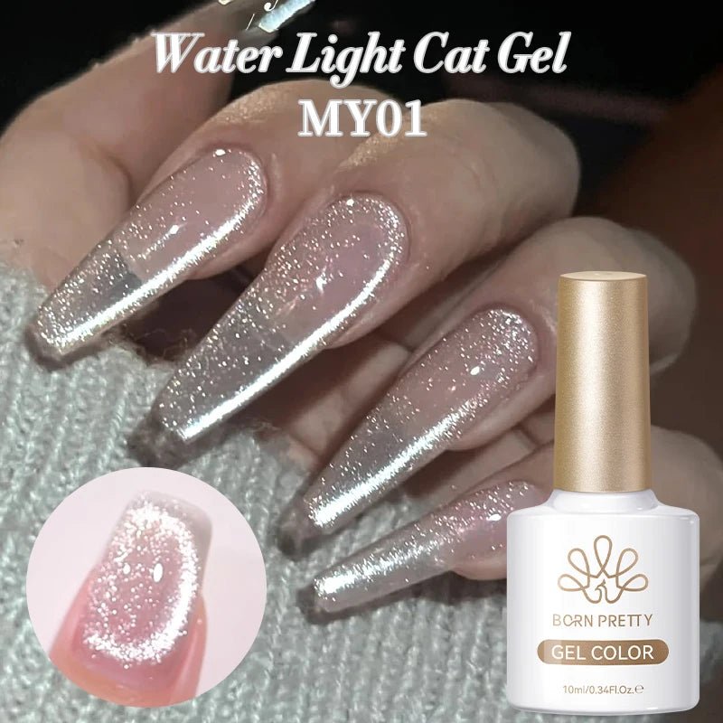 BORN PRETTY 10ml Autumn Gold Pink Glitter Cat Magnetic Gel Nail Polish Jelly Pink Semi Permanent Soak Off UV LED Varnish