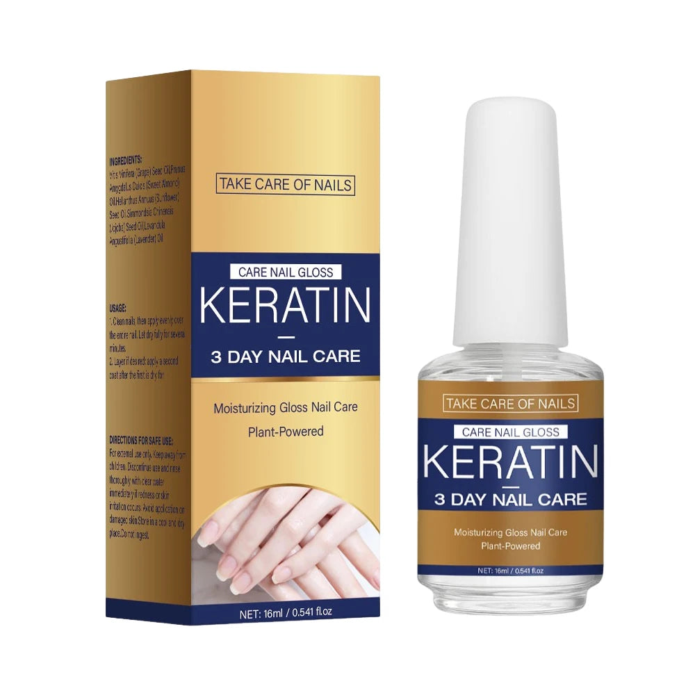 3 Days Nail Care Oil Keratin Amino Acid Formula Fast Dry 90s Salon Shine No Chip Deep Moisture Nail Strengthener,15ml
