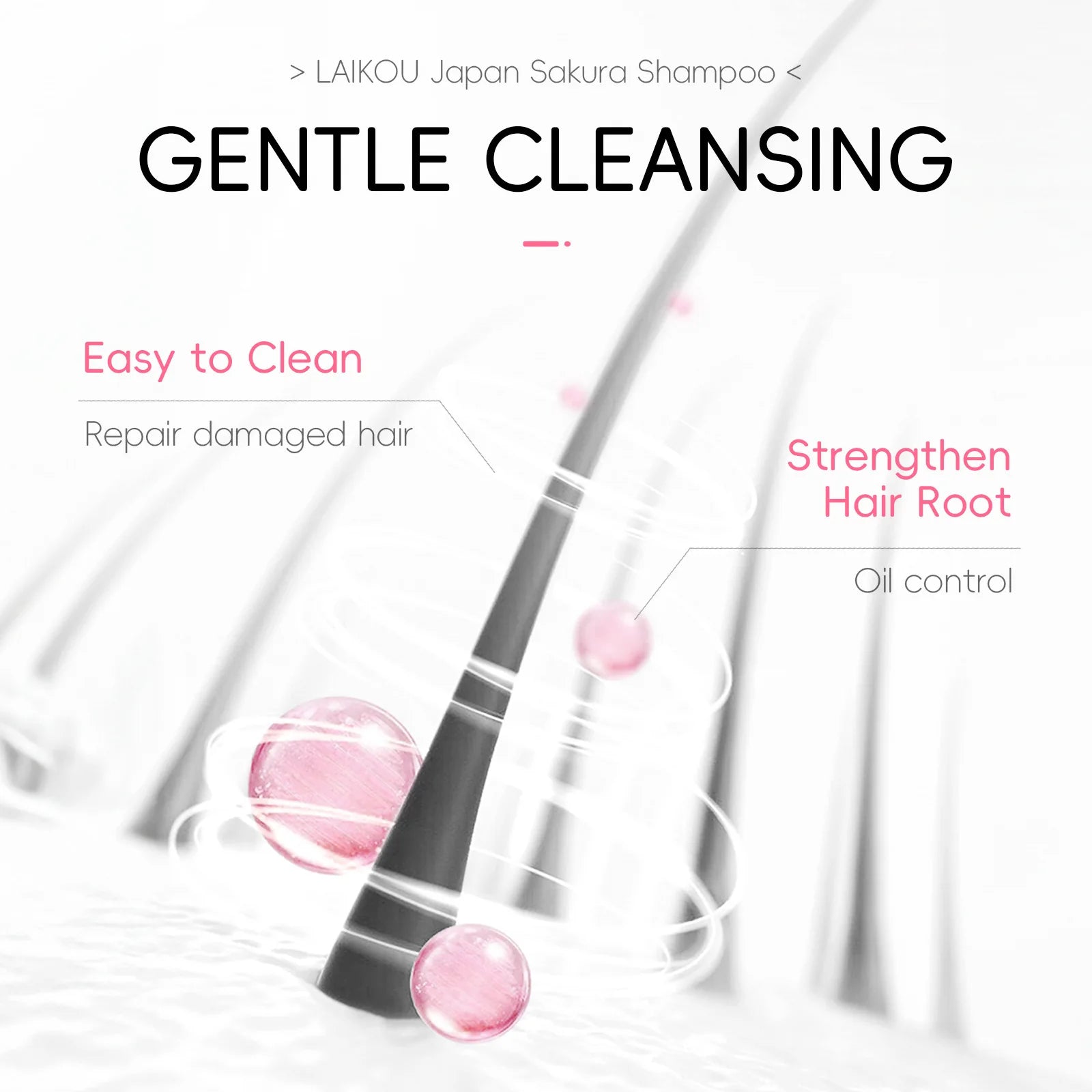 LAIKOU Sakura Shampoo Hair  Nourishing Repair Damaged  Anti Dandruff Oil Control Shampoos Cleansing Care  Refreshing Fluffy ﻿