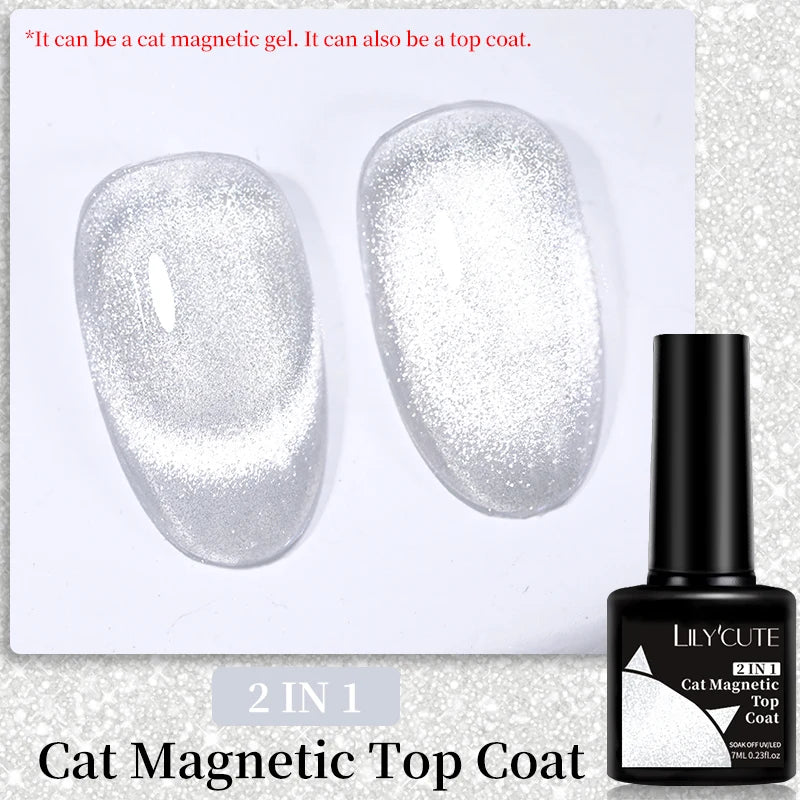 LILYCUTE 7ML Ocean Blue Cat Magnetic Gel Nail Polish Sparkling Glimmer Gel Polish Semi Permanent UV Magnet Gel Varnish Nail Art