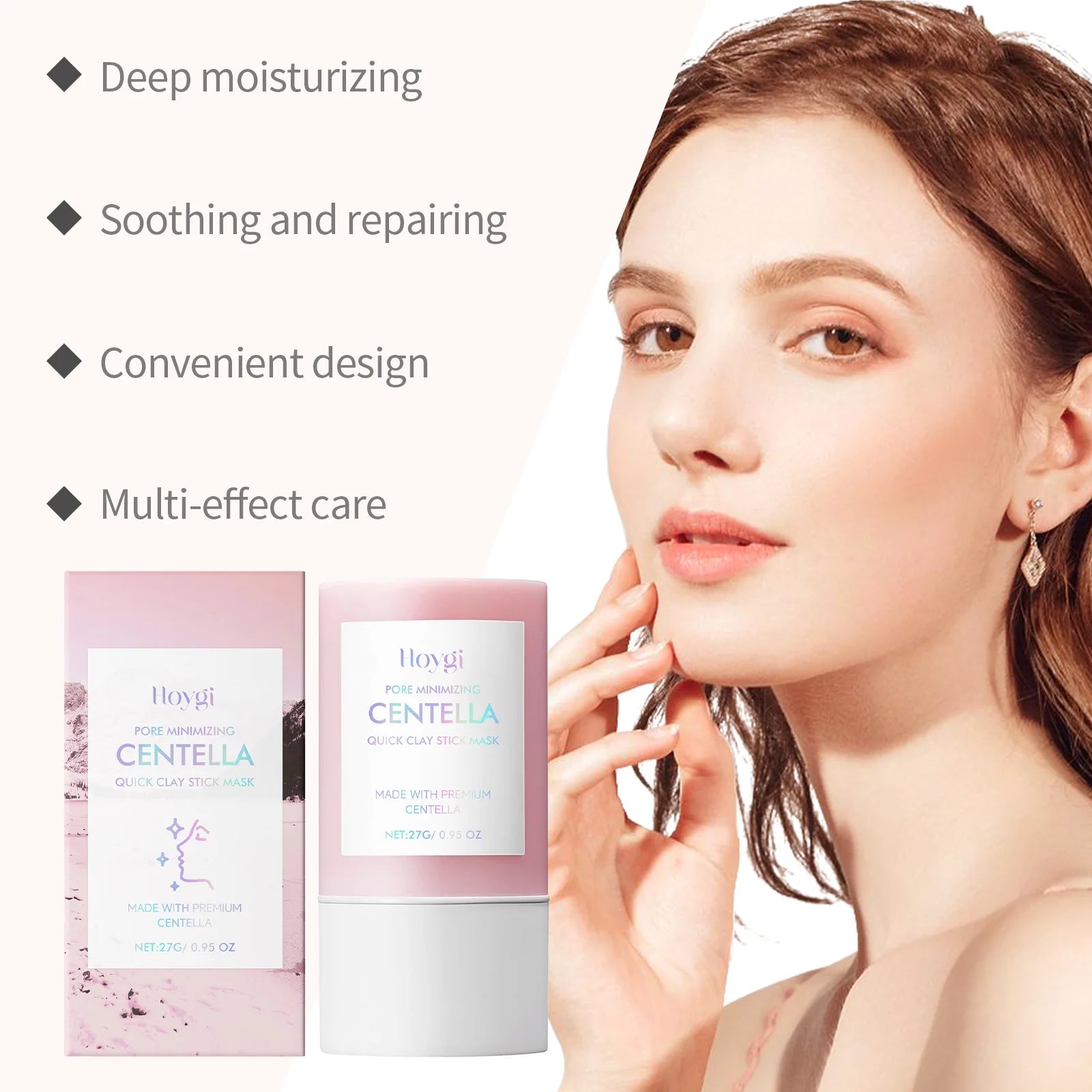 Centella Clay Stick Mask Facial Cleansing Pore Minimizing Deep Moisturizing Soothing Facial Brightening Face Mask Skin Care 27g