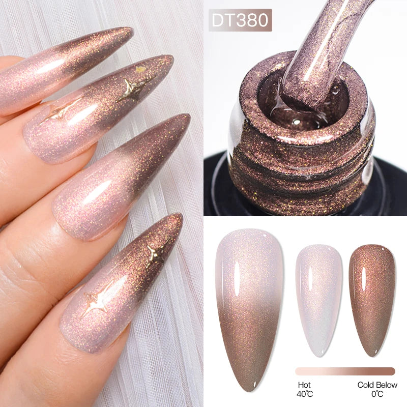MEET ACROSS 7ml 36Colors Glitter Thermal Gel Nail Polish 3 Colors Changing Soak Off Gel Winter Semi Permanant Nail Art Varnish