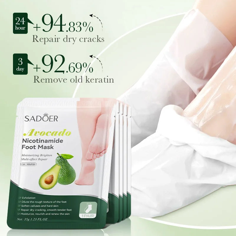 6 Pairs SADOER Fruits Foot Mask Moisturizing Anti Wrinkle Foot Peeling Mask Exfoliating For Feet Spa Pedicure Skin Care