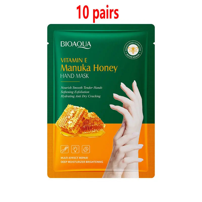 Manuka Honey & Vitamin E Hand Mask - Deep Moisturizing, Exfoliating & Repairing Hand Care for Dry, Cracked Hands