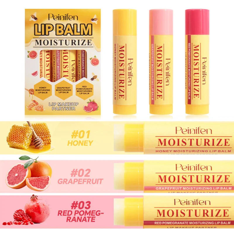 3-Piece Lip Balm Lipstick Base Lip Balm Makeup Natural Plant Anti-Scratch Lip Care Petroleum Jelly Lip Balm