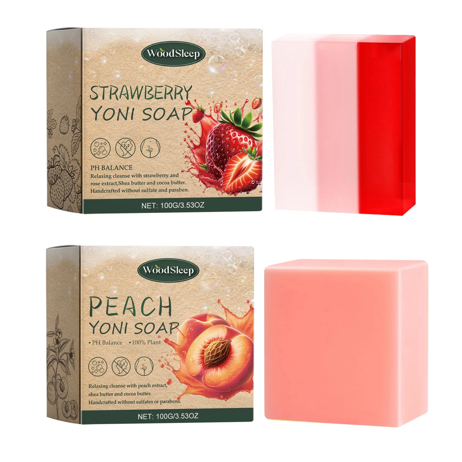 Female Wash Soap Yoni Bar Soap for Women Ph Balance Strawberry Remove Odor Deep Cleaning Moisturizing Private Parts Products
