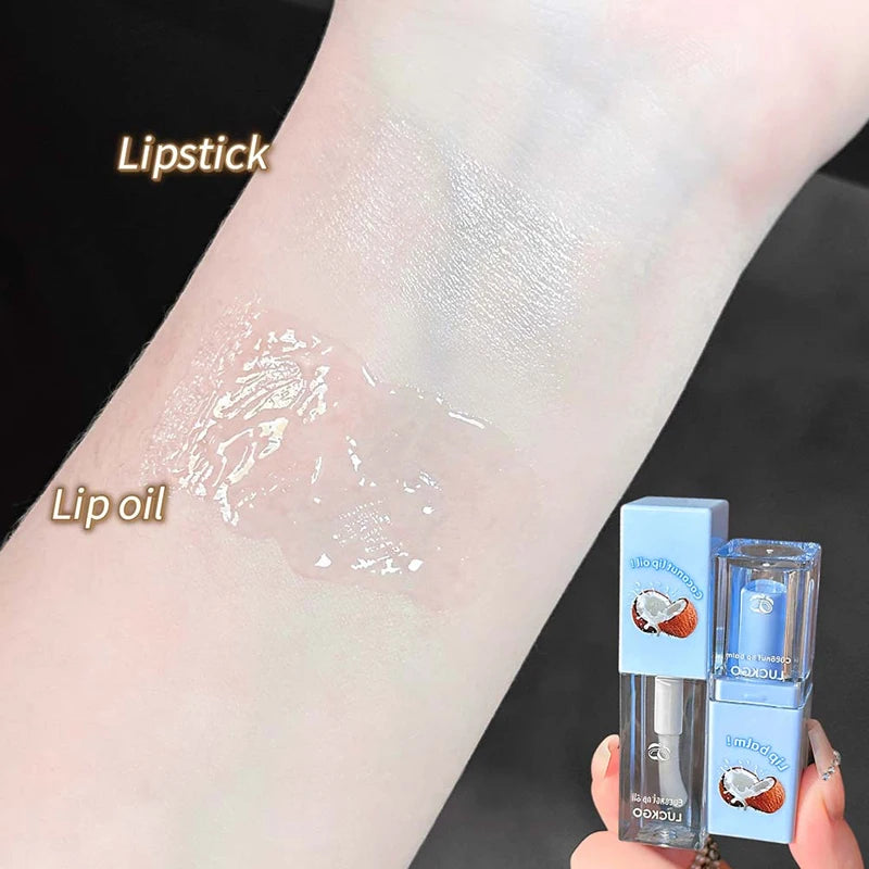 Honey Coconut Hydrating Lip Balm and Lip Oil Set Gege Bear Light Moisturizing Soothing and Tender Lips for Winter Use