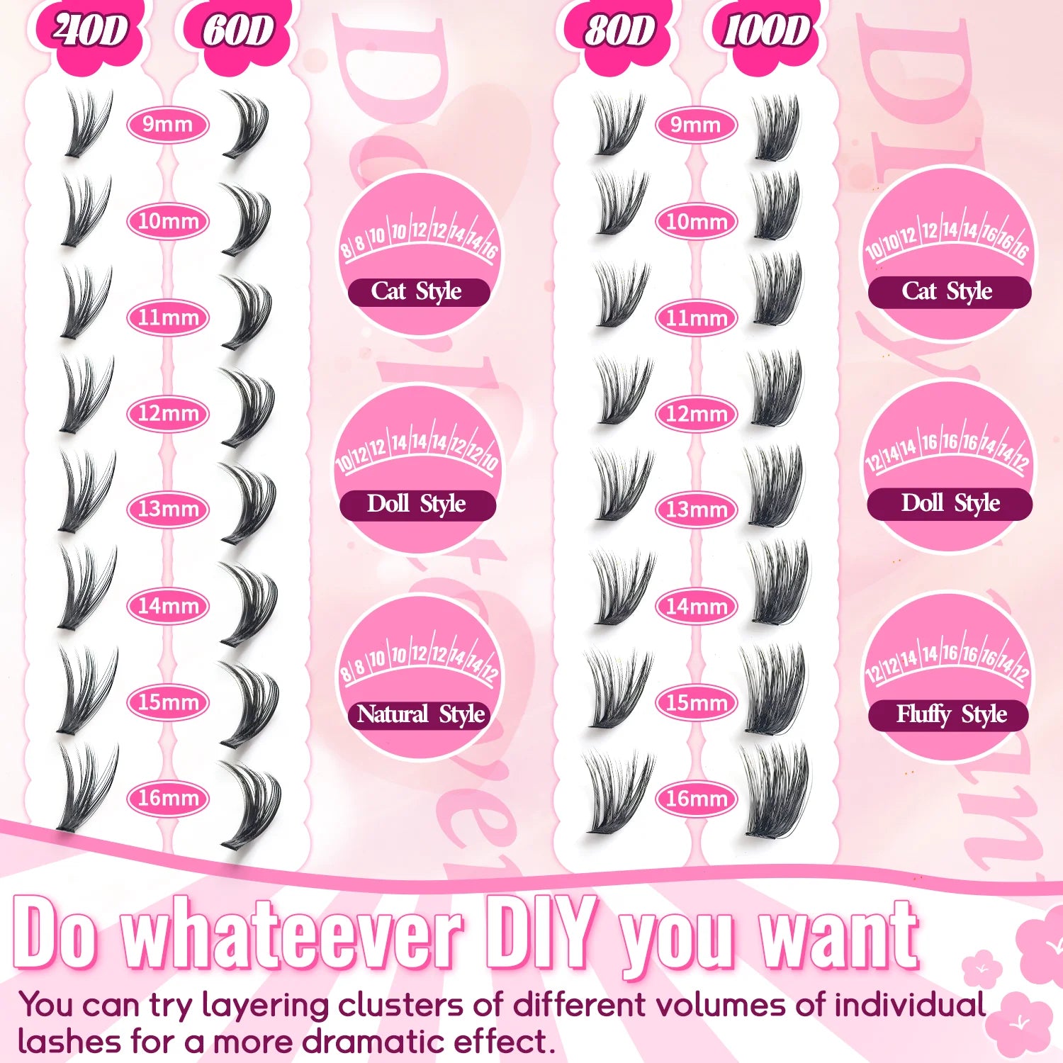 200/800 Pcs False Eyelash Book Set 30D-100D Reusable 9-16mm D Curly Mixed Lengths False Eyelashes Festival Gift for Friend