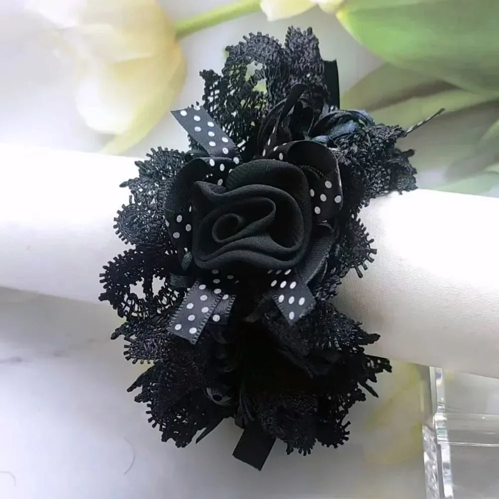 Women Lace Hair Scrunchies  Bow Hair Fantaisie Tie High Elasticity