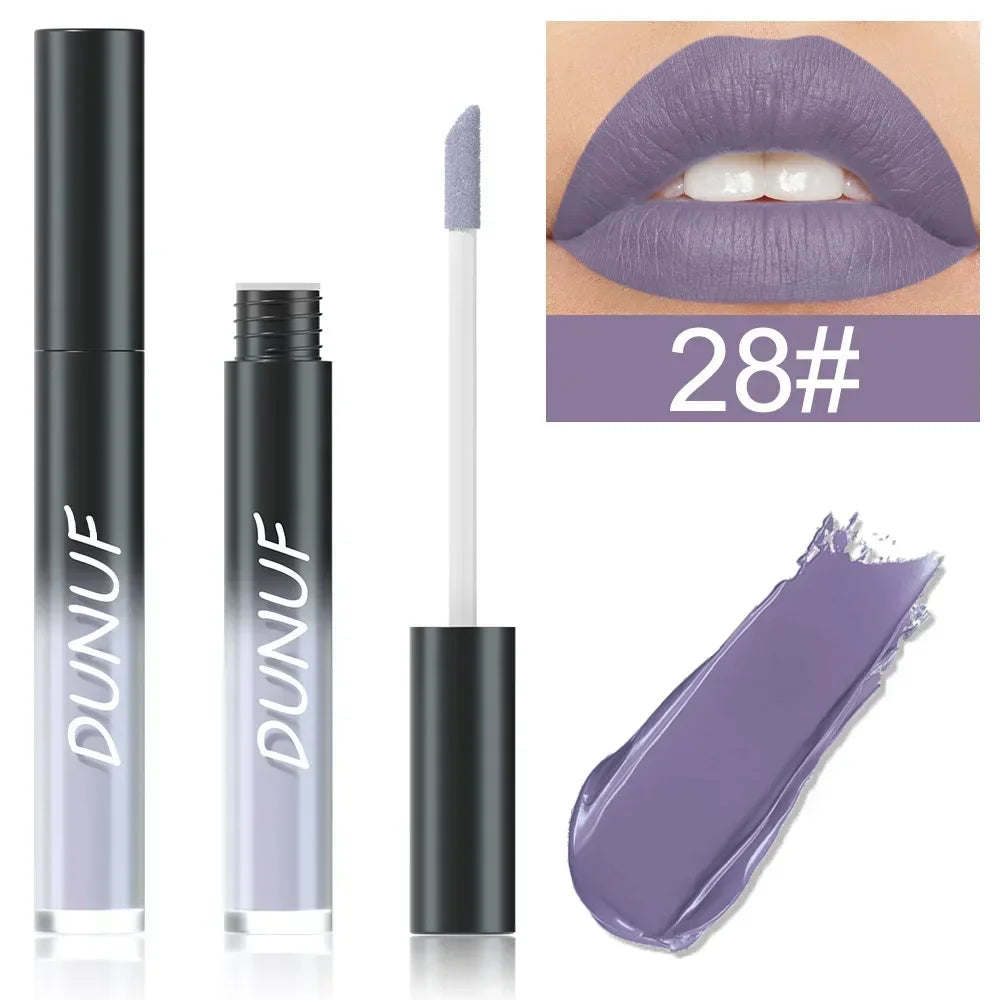 32 Color Lipstick Matte Lasting Lip Gloss Moisturizing Non-stick Cup Halloween Party Purple Blue Black Highly Pigments Lip Glaze