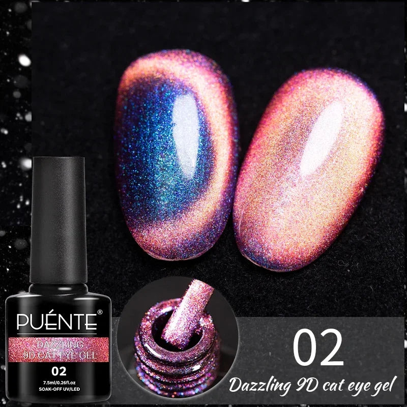 7.5ML Green Crystal Cat Magnetic Gel Nail Polish Shiny Green Glitter Cat Eye Gel For Manicure Soak Off UV Nail Art Varnish