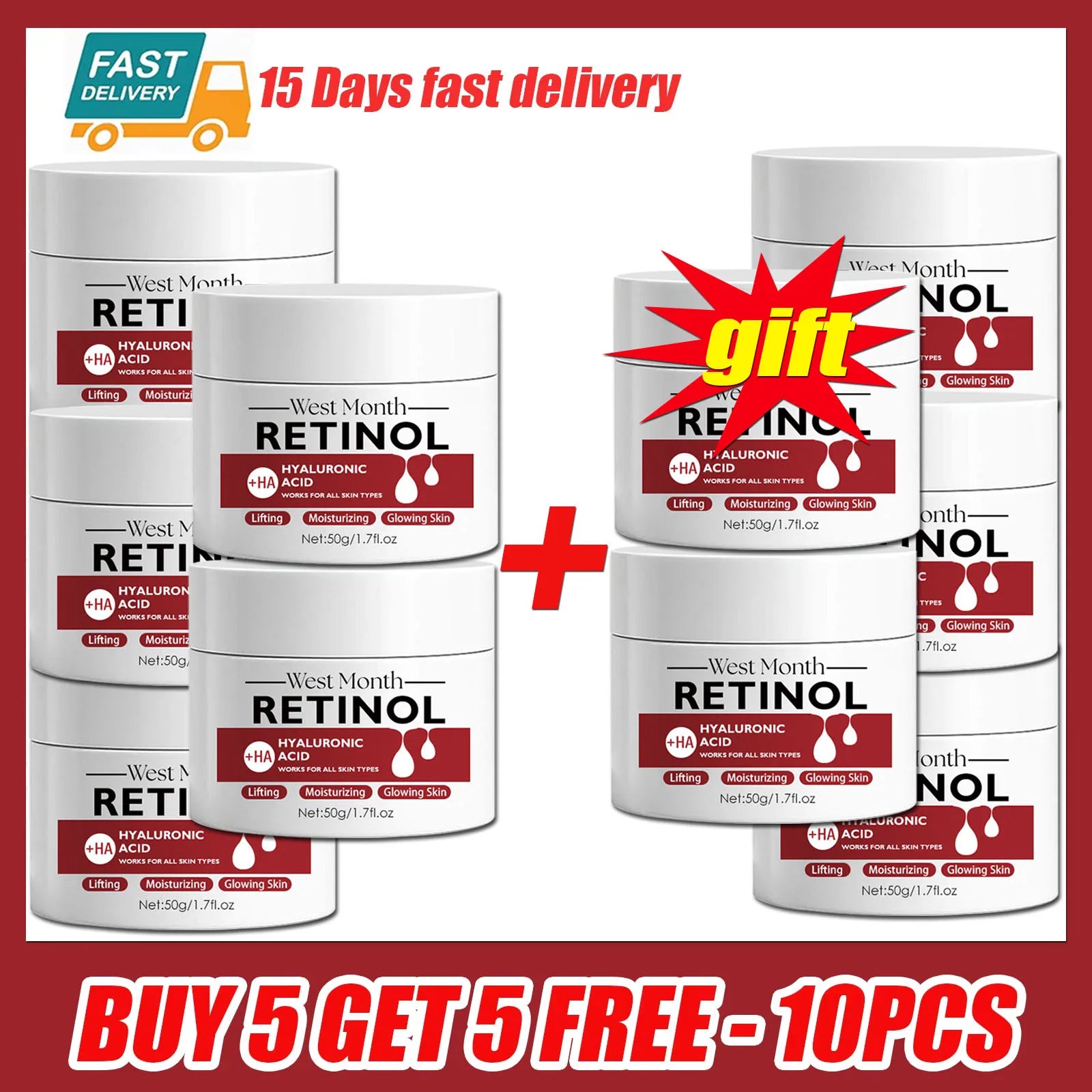 Retinol Wrinkles Remover Cream Lifting Firming Reduce Fine Lines Smooth Brightening Skin Moisturizing Anti A-ging Facial Cream