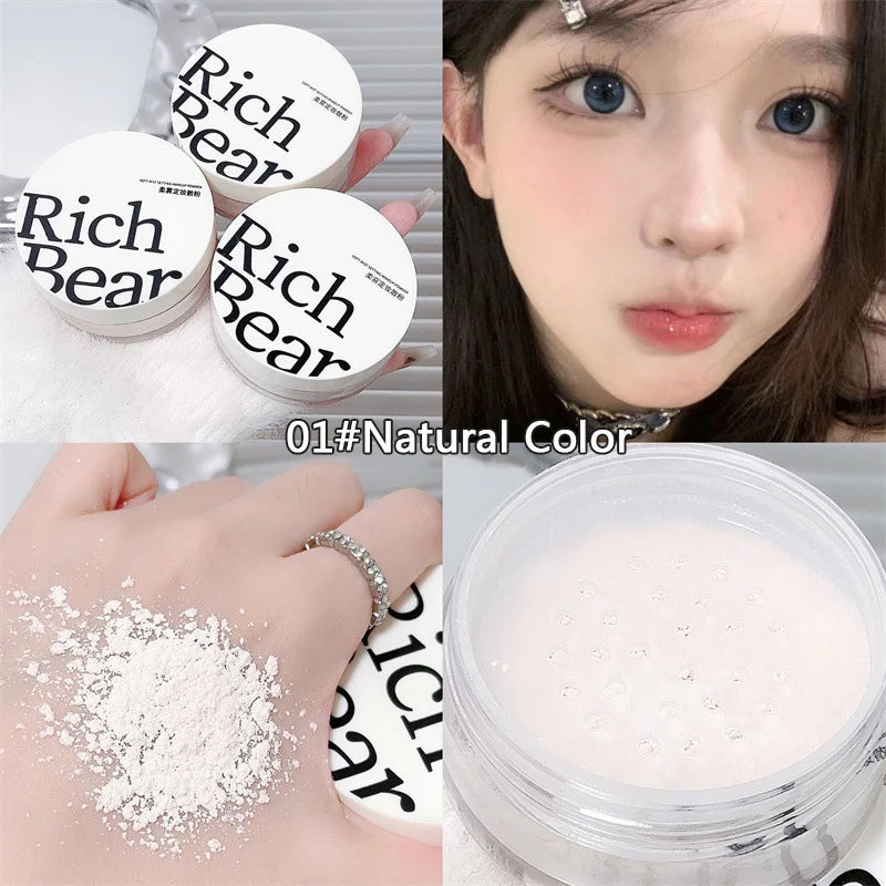 White Face Loose Powder Waterproof Oil Control Matte Natural White Transparent Setting Loose Powder Korean Makeup Brighten Face