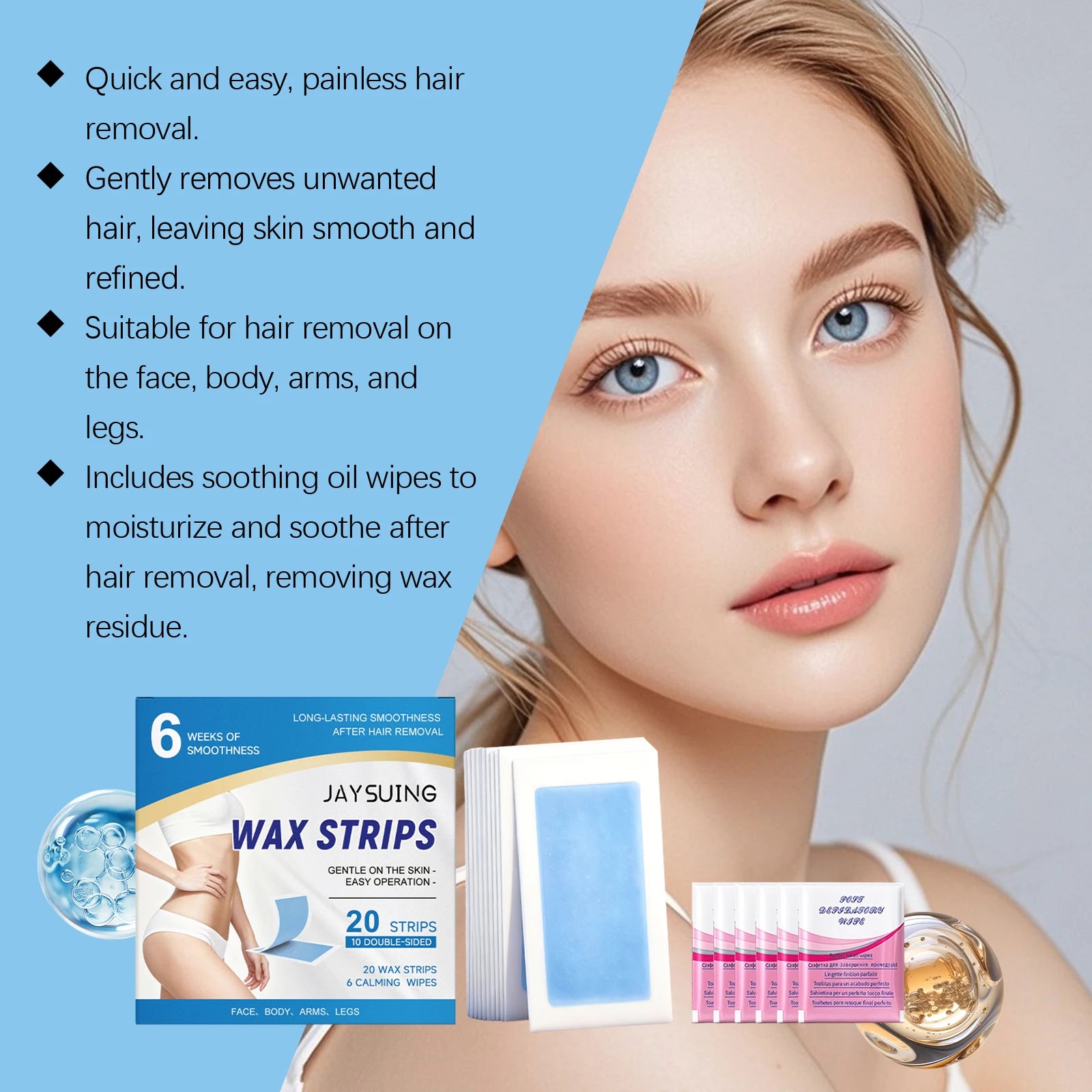 Hair Removal Wax Strips Professional Mild Nonwoven Body Depilation For Face Legs Bikini Underarm Arm Summer Epil Body Wax Strips