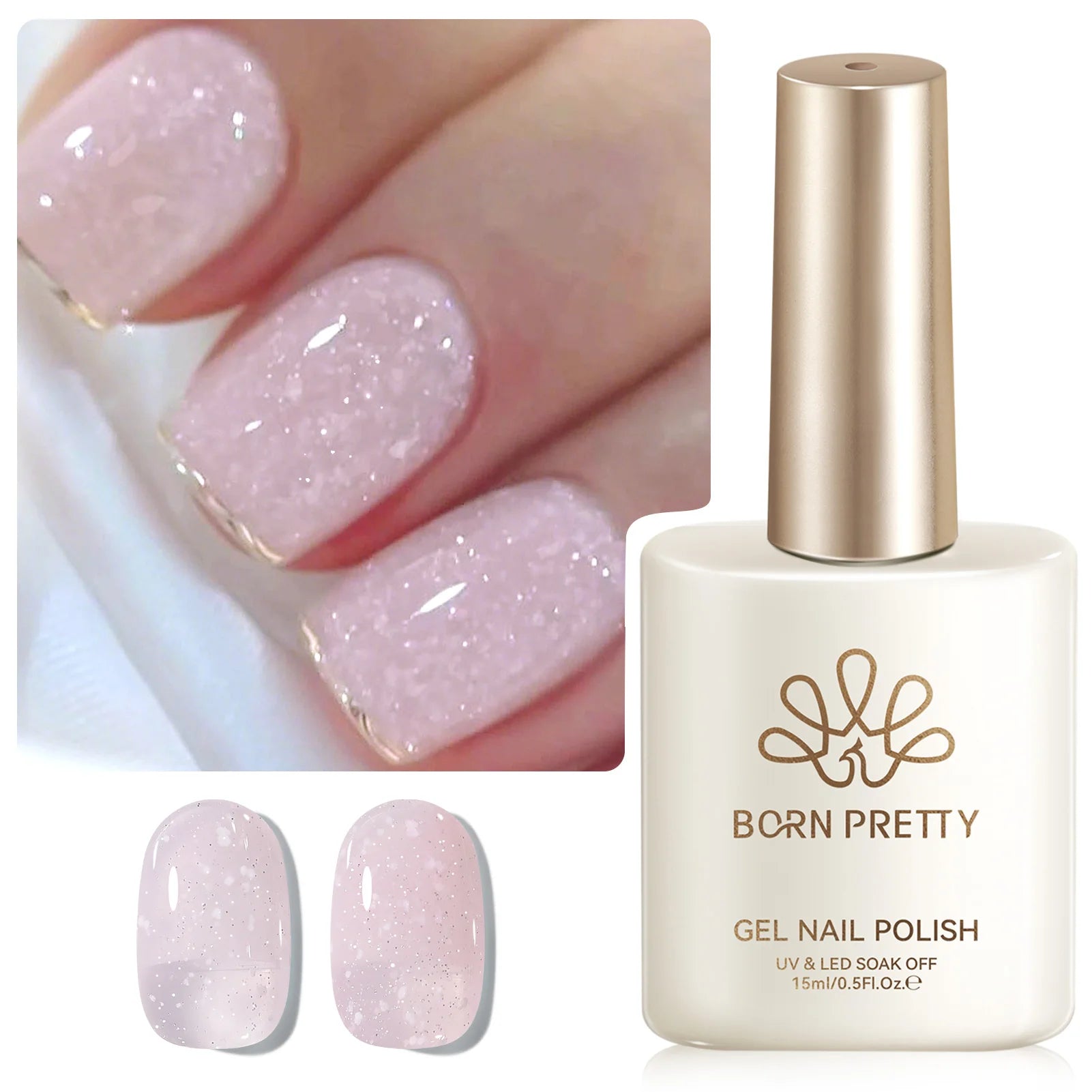 BORN PRETTY 15ML Pearl White Pearl Shell Thread Gel Nail Polish Shiny Glitter Varnis Semi Permanent For Soak Off Gel Nail Art