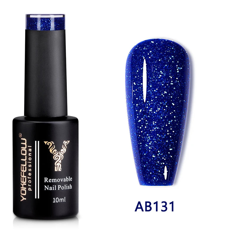2024 New YOKEFELLOW 10ML Reflective Glitter Gel Nail Polish Soak Off UV Gel Varnish Colorful Nail Gel Polish For Manicure