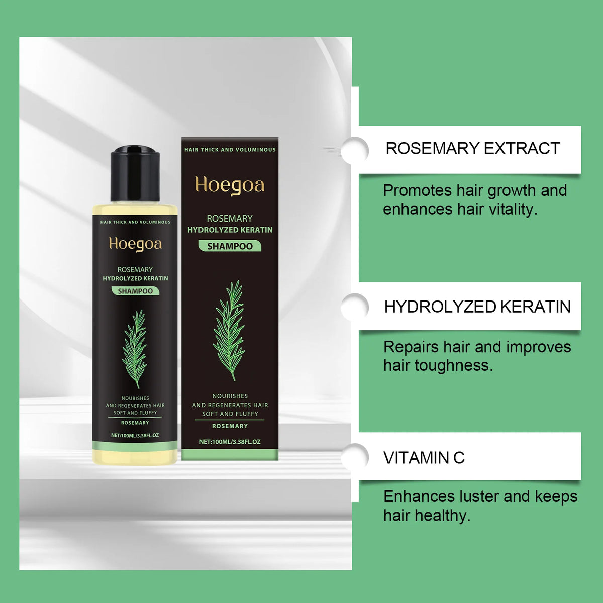 Rosemary Shampoo Natural Hair Thickening Volumizing Controls Oil Strengthens & Repairs with Herbal Botanicals For All Hair Types