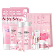 Japan Sakura Facial Cleaner Korean Face Serum Exfoliating Peeling Gel Moisturize Toner Eye Cream Sunscreen Cosmetic SkinCare Set