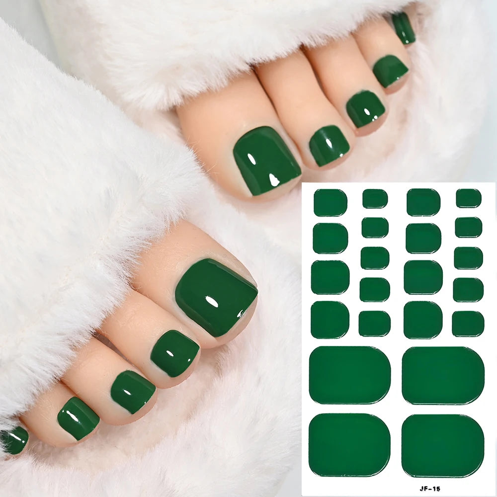1pcs 22tips Gradient Glitter Full Toe Nail Wraps 3D Shiny Omber Pink/Purple/blue Toe Nail Polish Stickers Baking Free Toe Strips