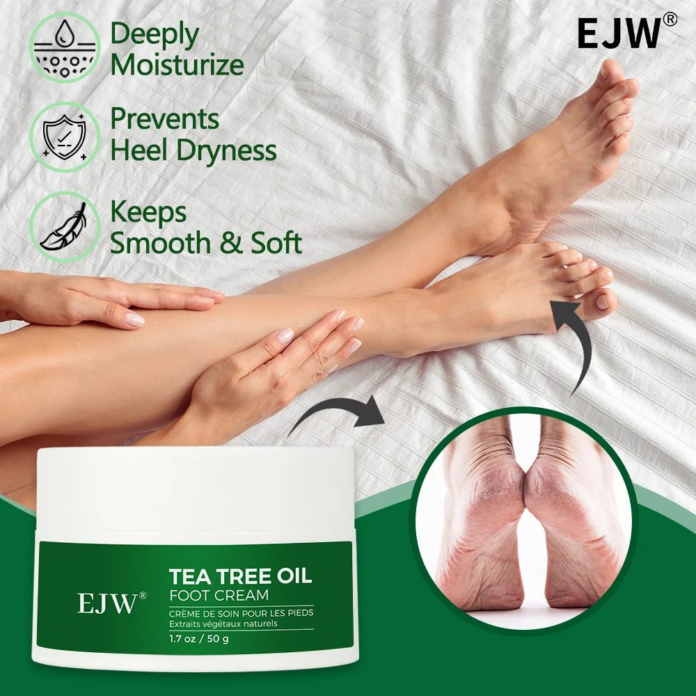 Tea Tree Oil Foot Cream, Warming Cream - Calluses, Dry Cracked Feet, Hands, Heels, Elbow -Softens & Moisturizes Skin, Foot Balm