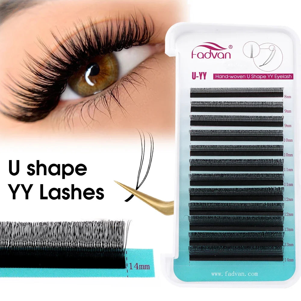 FADVAN U Shape 3D/4D/5D/YY Eyelashes Extension Light Soft Waterproof Fake Lashes Premade Volume Natural Wispy False Lash