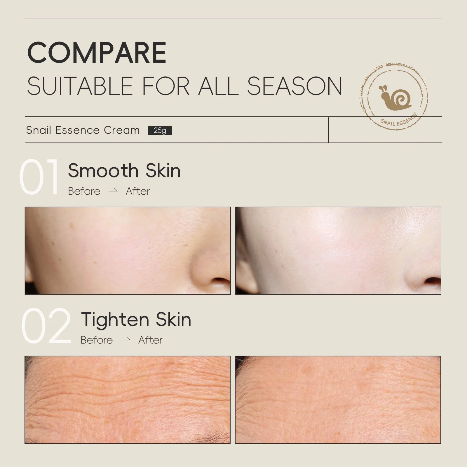 LAIKOU Snail Anti-aging Cream Moisturizing Nourish Heavy Bright Whitening Day Cream Long-Lasting Moisturization Face Cream 25g