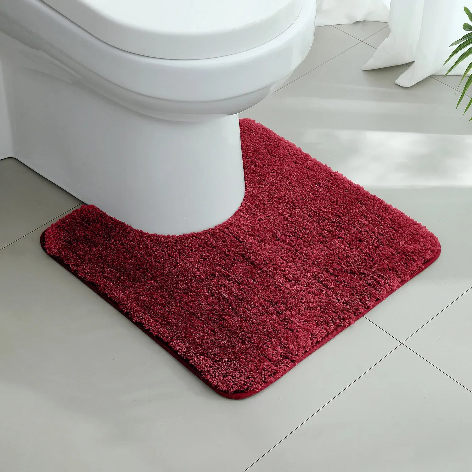 U-shaped thickened bathroom floor mat, plush material, bathtub absorbent mat, anti slip foot mat, bathroom small carpet, entranc