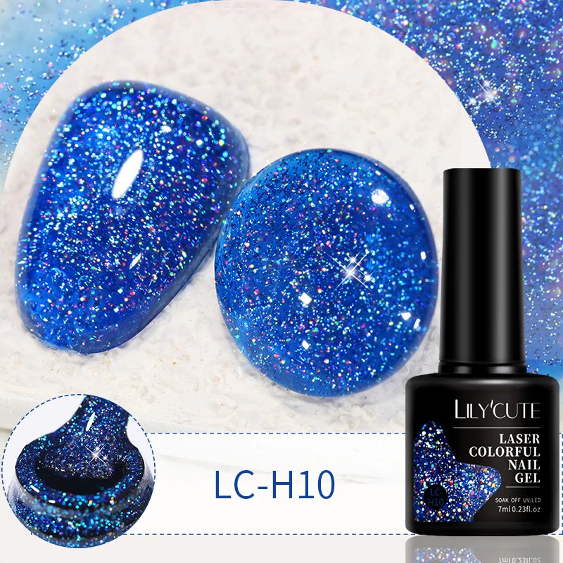 LILYCUTE 7ml 9D Black Crystal Cat Magnetic Gel Nail Polish Laser Silver Glitter Semi Permanent Manicure For Nail Art Gel Varnish