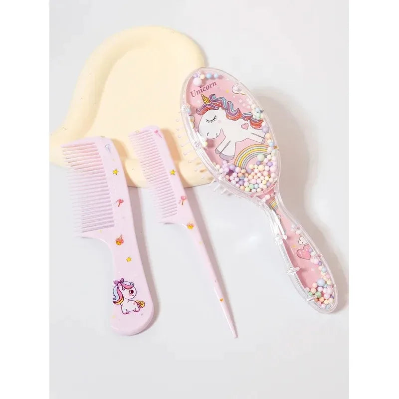 3pcs cartoon Comb Set, Wet and Dry Dual-Use, Hair Styling, Suitable for Any Hair Texture, Gift Set, Special for Real Hair Wigs