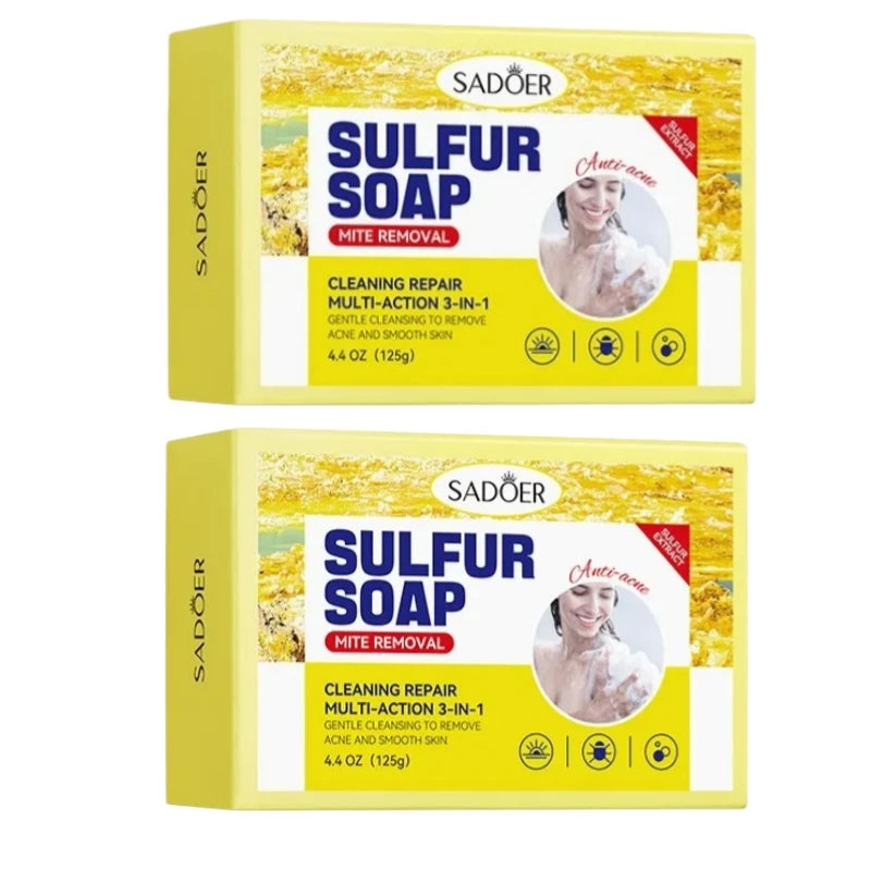 1/2Pcs Sadoer Sulfur Mite Removing Facial Soap Universal Handmade Soap for Body & Face Wash Foam Moisturizing Facial Cleanser