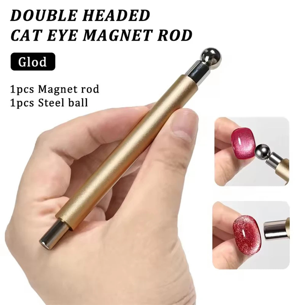 LINMANDA 3 In 1 Dual Headed Cat Eye Nail Art Magnetic Stick Multifunctional Nail Art Magnet Design Tool Suitable for Home DIY