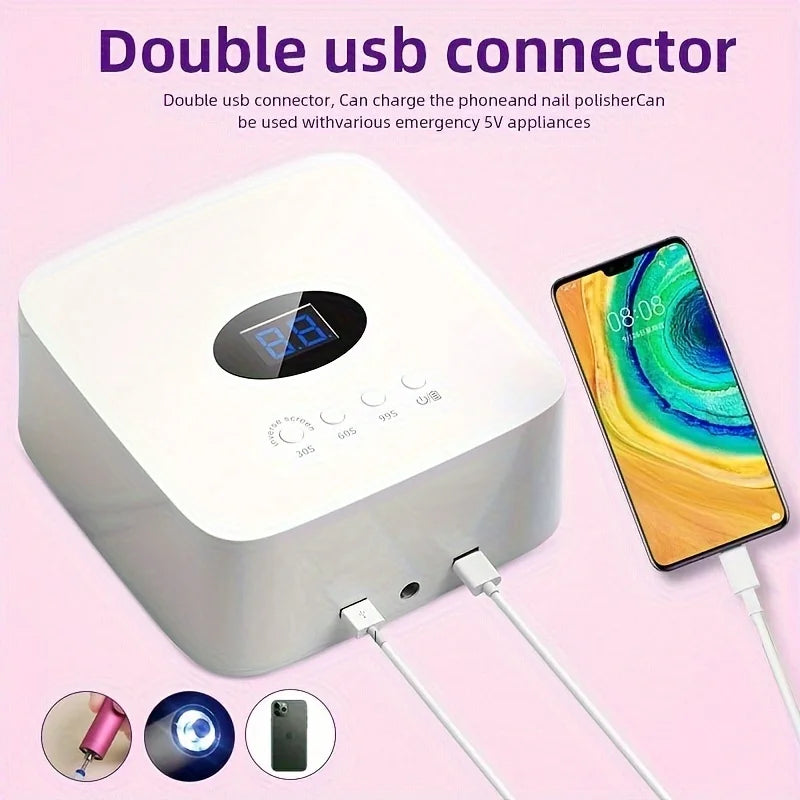 54W Cordless UV LED Nail Lamp with 30 Beads Rechargeable Professional Nail Dryer with 3 Timer Settings for Home and Salon Use
