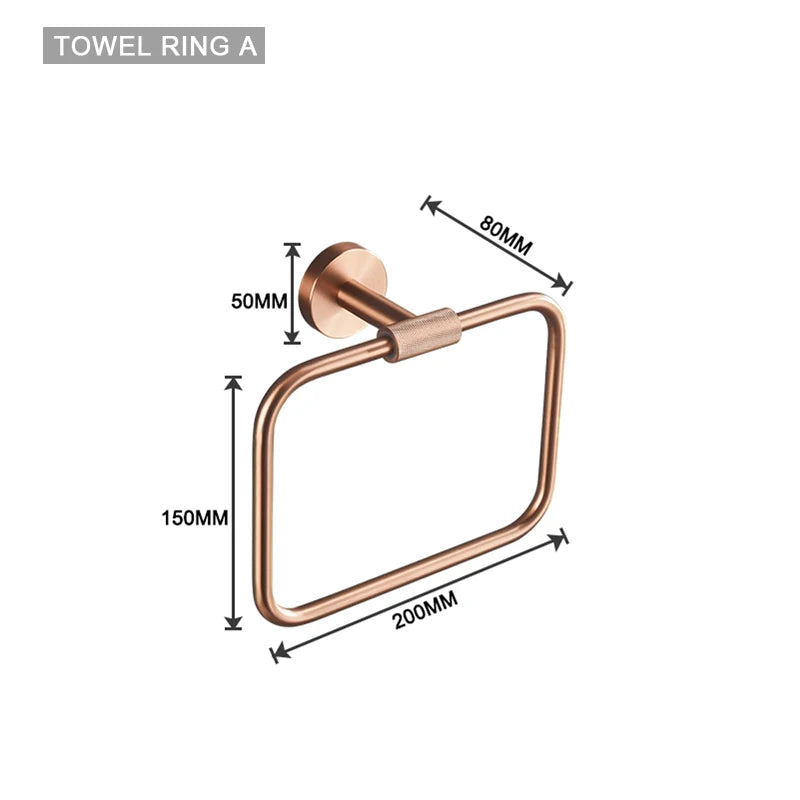 Brushed Rose Gold Accessories Set Toilet Brush Holder Toilet Paper Holder Towel Bar Rail Rack Hanger Hook Soap Dish Hardware
