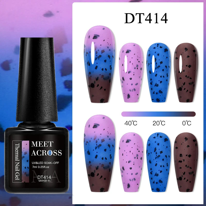 MEET ACROSS 7ml 36Colors Glitter Thermal Gel Nail Polish 3 Colors Changing Soak Off Gel Winter Semi Permanant Nail Art Varnish