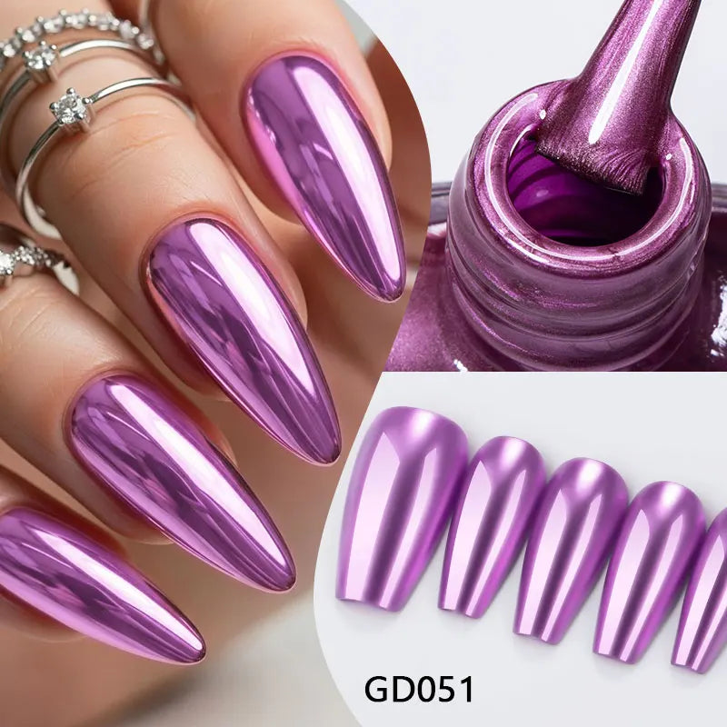 MTSSII 7.5ml Metal Nail Polish, Silver Gold Red Yellow UV LED Soak Off Metallic Nail Art Varnish Quick-Drying Air-Dry Formula