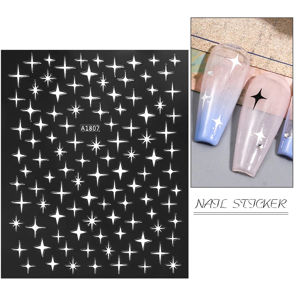 1pcs Star-Themed Nail Art Stickers 3D Self-Adhesive Plastic Decals With Glitter Finish Anime Rectangle Shape Ideal For DIY Nails