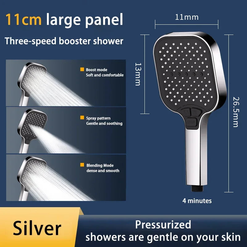 For Xiaomi Three Mode Pressurized Shower Head Shower Nozzle 11cm Large Panel Pressurized Shower Water Heater Shower Shower Head