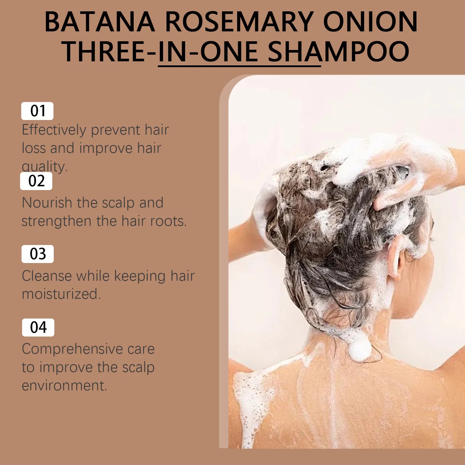Batana Rosemary Shampoo  Anti-Hair Loss Shampoo Strengthens Hair Roots Soothes Scalp Deep Cleansing Smooth Hair Care Shampoo