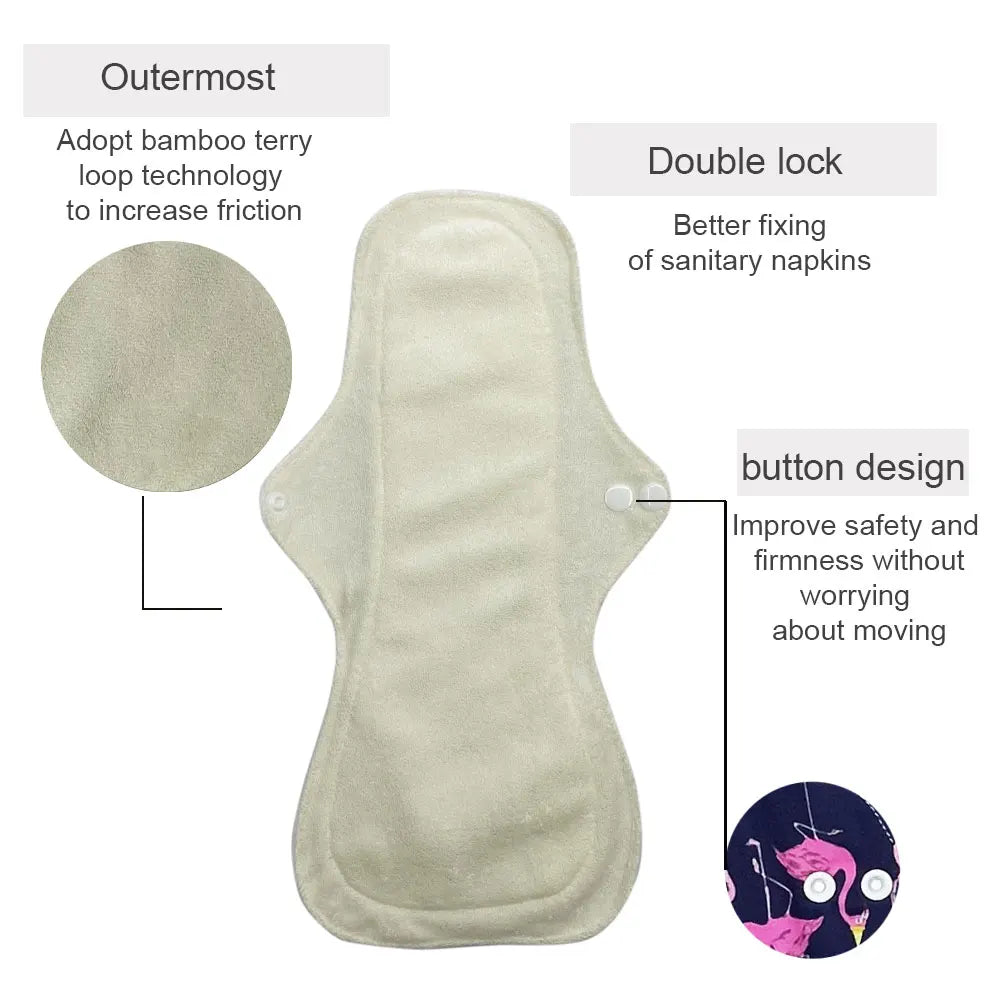 women reusable menstrual pads for monthly night use heavy flow organic bamboo cloth washable sanitary napkins towels large size