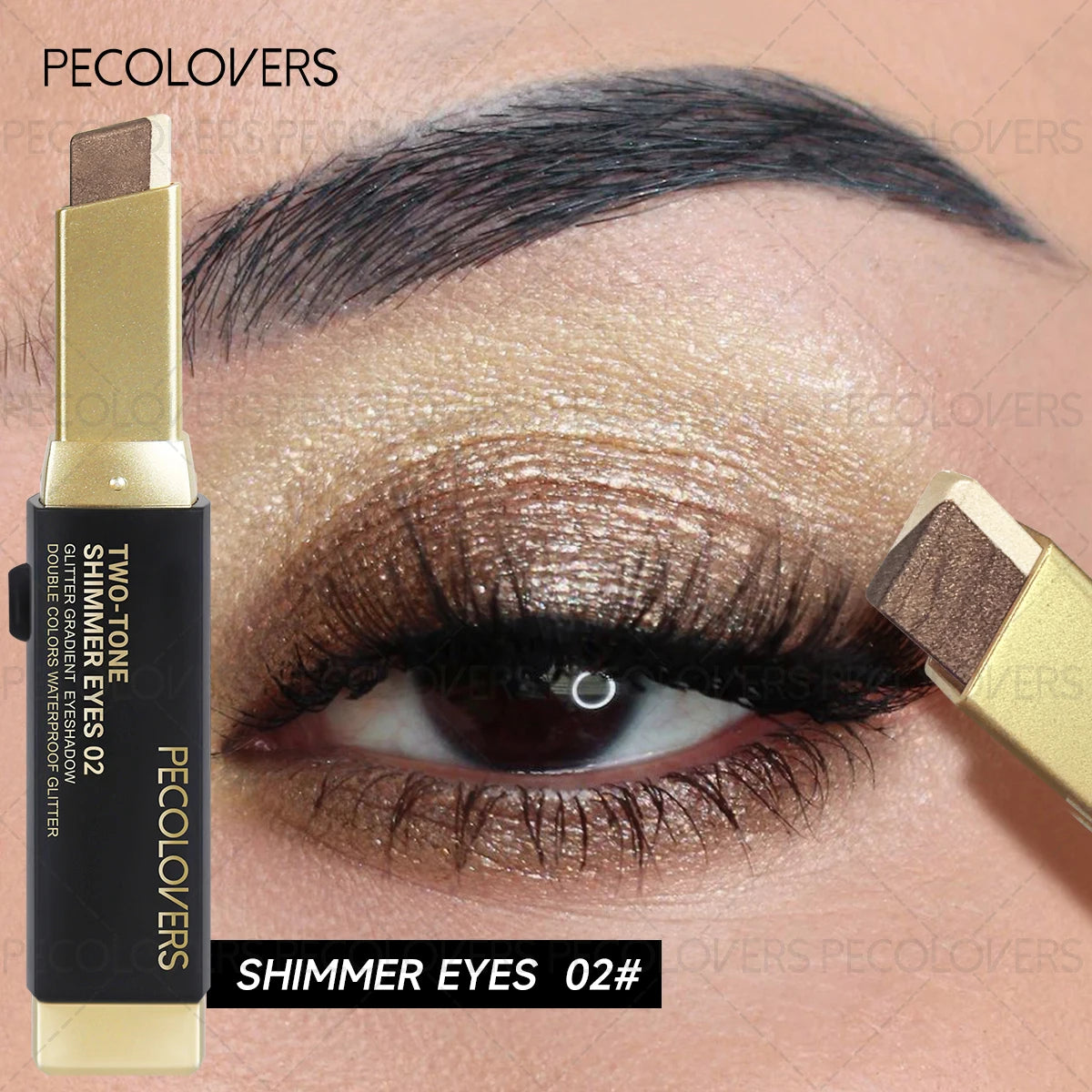 Two Shades Glitter Eyeshadow Stick, High Pigmentation & 6 Color Option & Gradient Smudge, Easy To Use, Portable & Lightweight