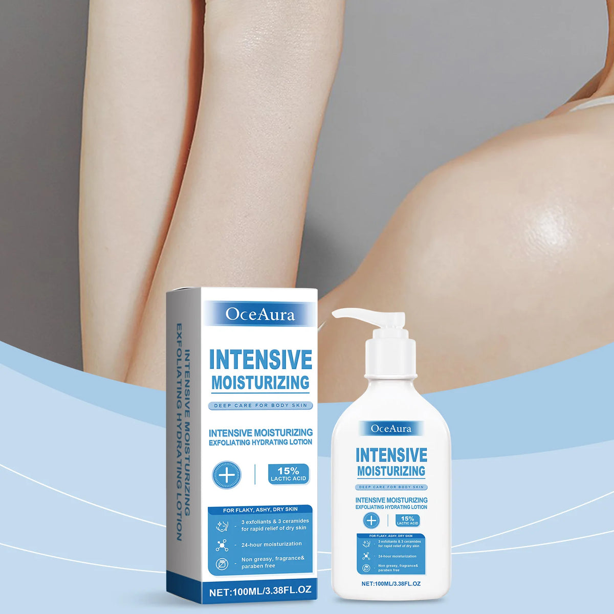 OceAura Intensive Healing Body Lotion for Dry Skin - Exfoliating Hydrating Moisturizer Deep Nourishing Non-Greasy Skin Care