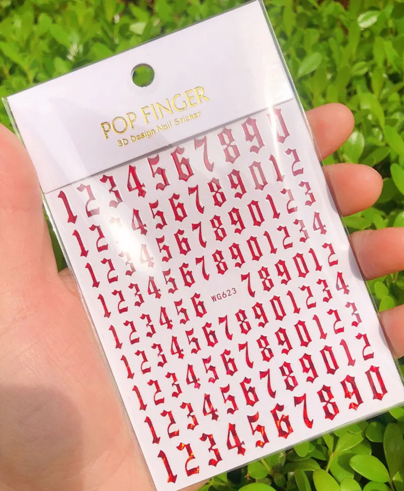 New Roman 26 English Alphabet Number 3D Self-adhesive Nail Art Decal Sticker Word Small Letter Nail Tattoos Decal Stickers
