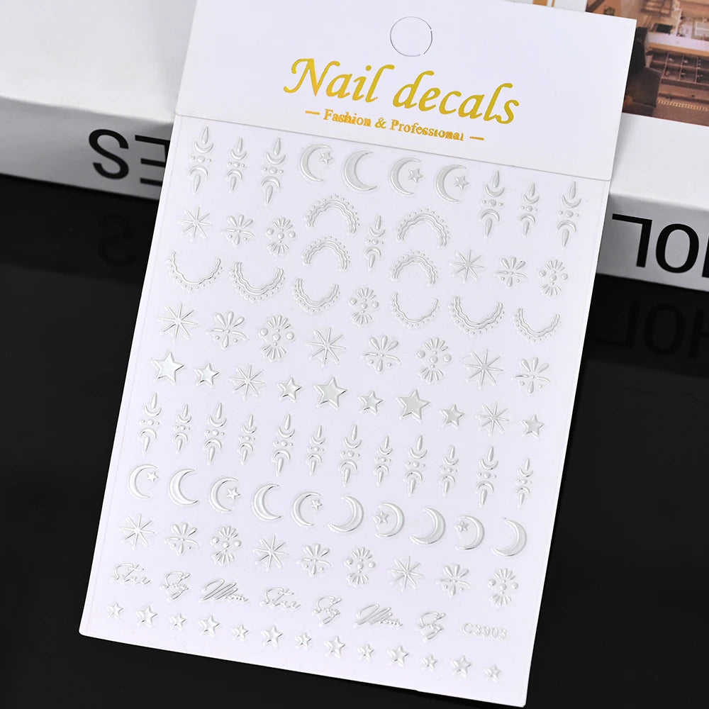 1pcs Star-Themed Nail Art Stickers 3D Self-Adhesive Plastic Decals With Glitter Finish Anime Rectangle Shape Ideal For DIY Nails