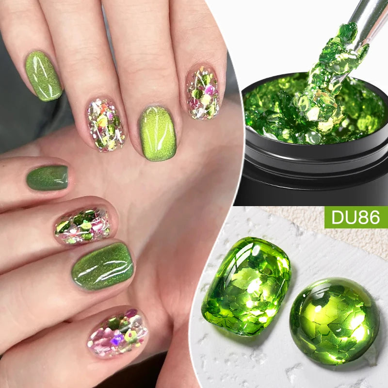 8ML Glitter Gel Nail Polish Shining Mineral Sequins Soak Off UV LED Nail Gel Semi Permanent Nail Art Supplies for Manicure
